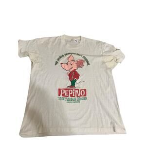 Vintage PEPINO The Italian Mouse - White - Size XL - 80s Lightweight